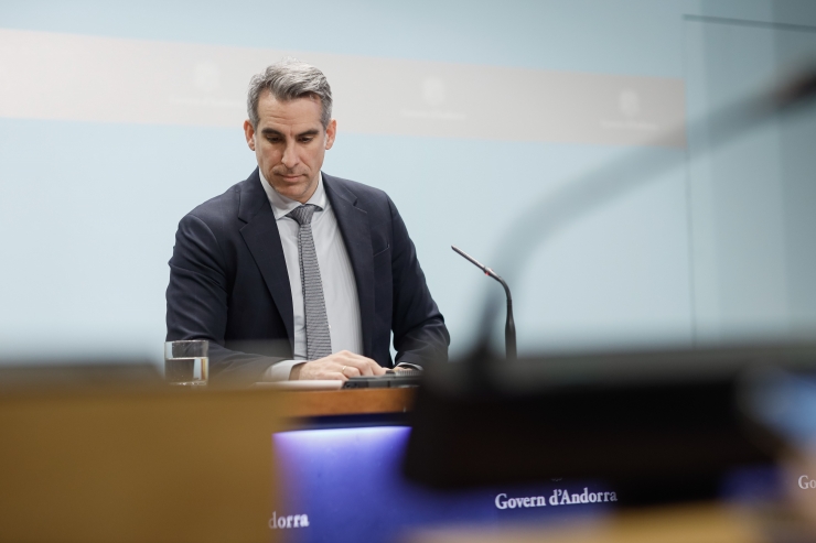 El ministre de Finances i portaveu en funcions, Cesar Marquina, a la roda de premsa posterior al consell de ministres.