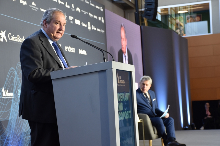 El ministre espanyol d'Indústria i Turisme, Jordi Hereu, durant la seva conferència 'Liderant la transformació industrial i el turisme del futur'.