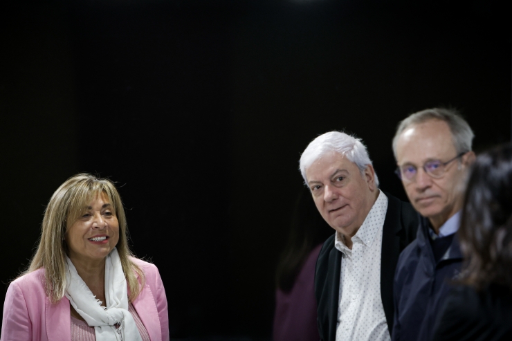 La ministra de Presidència, Economia, Treball i Habitatge, Conxita Marsol, amb el president de la Confederació Empresarial Andorrana (CEA), Gerard Cadena, durant la reunió del consell econòmic i social d'aquest dilluns.