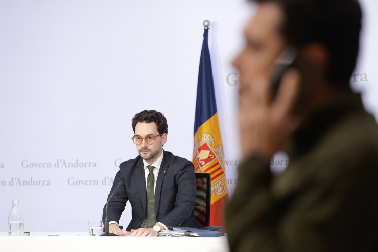 El ministre portaveu, Guillem Casal, en la roda de premsa posterior al consell de ministres.