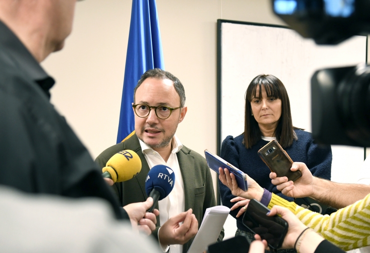 El cap de Govern, Xavier Espot, durant la compareixença d'aquest dilluns.